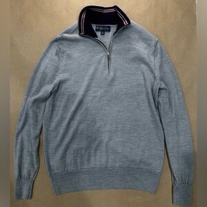 Brooks Brothers Italian Yarn Merino Wool Quarter‑Zip Sweater Men’s M – Gray